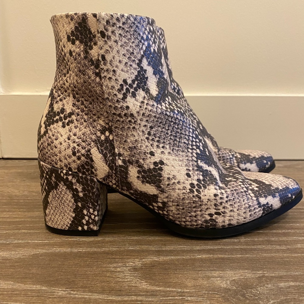 Madden Girl Snakeskin Booties in White